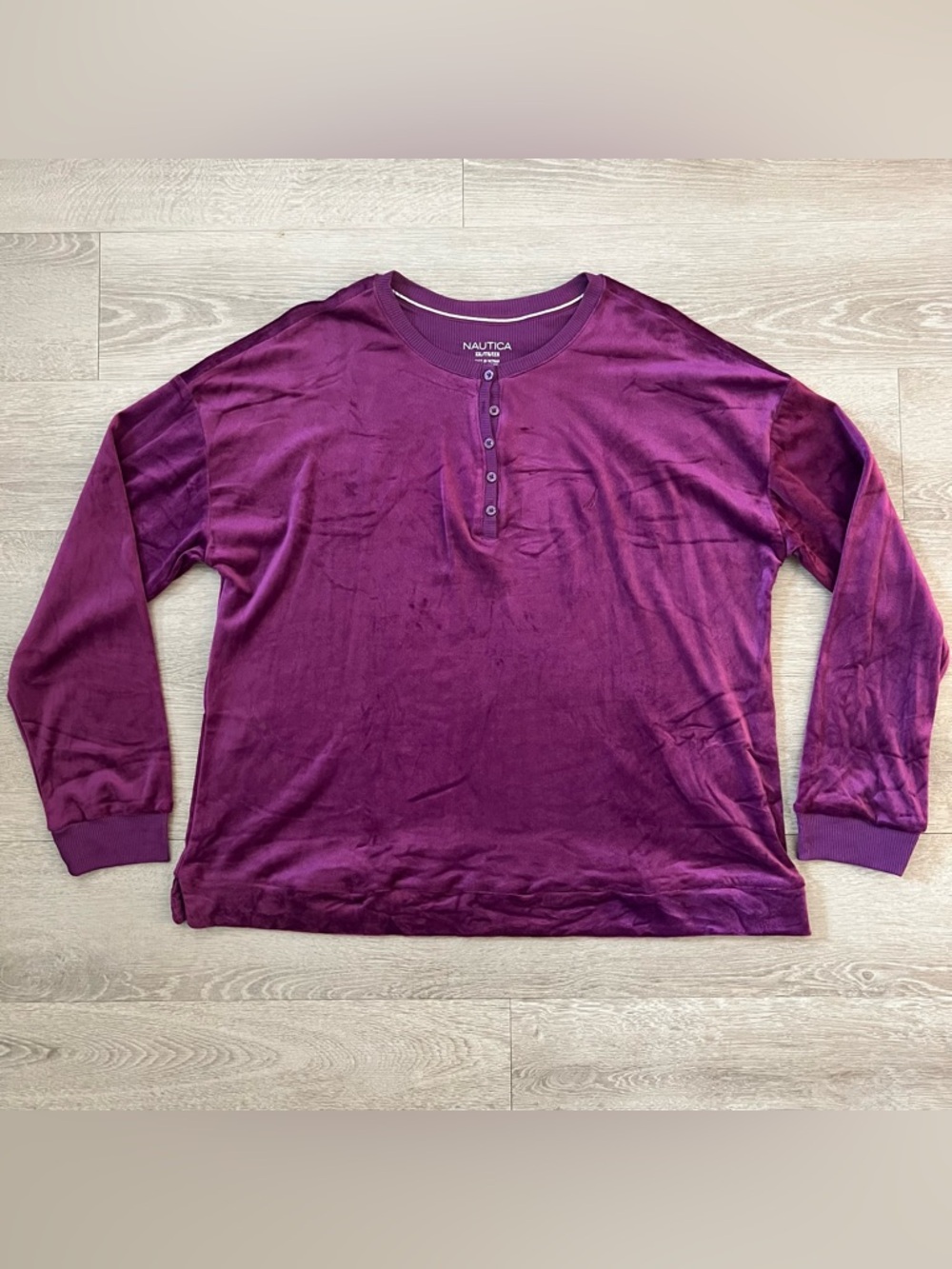 Nautica Men's Deep Plum Henley Long Sleeve Shirt